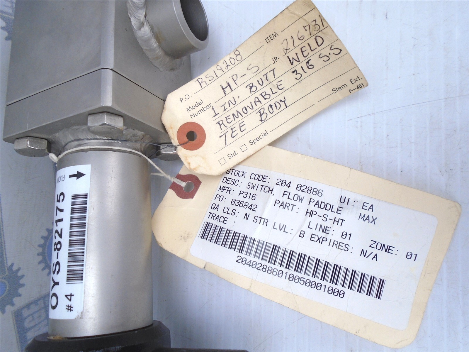 PEECO - HP-S-HT EXPLOSION PROOF - SS 1 in FLOW SWITCH - SOCKET WELD (NEW in BOX)