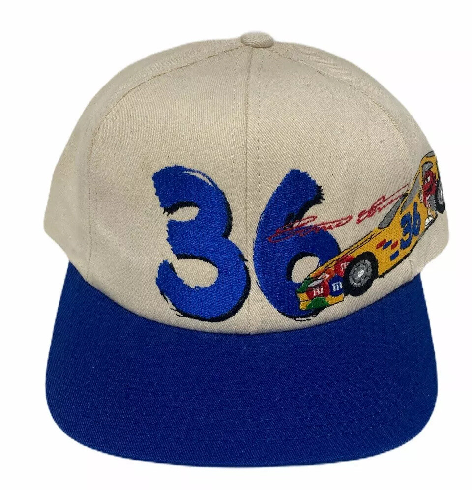 NEW OLD STOCK M&M's Racing Cap Hat White Blue Nascar #36 Ernie Irvan NOS VINTAGE