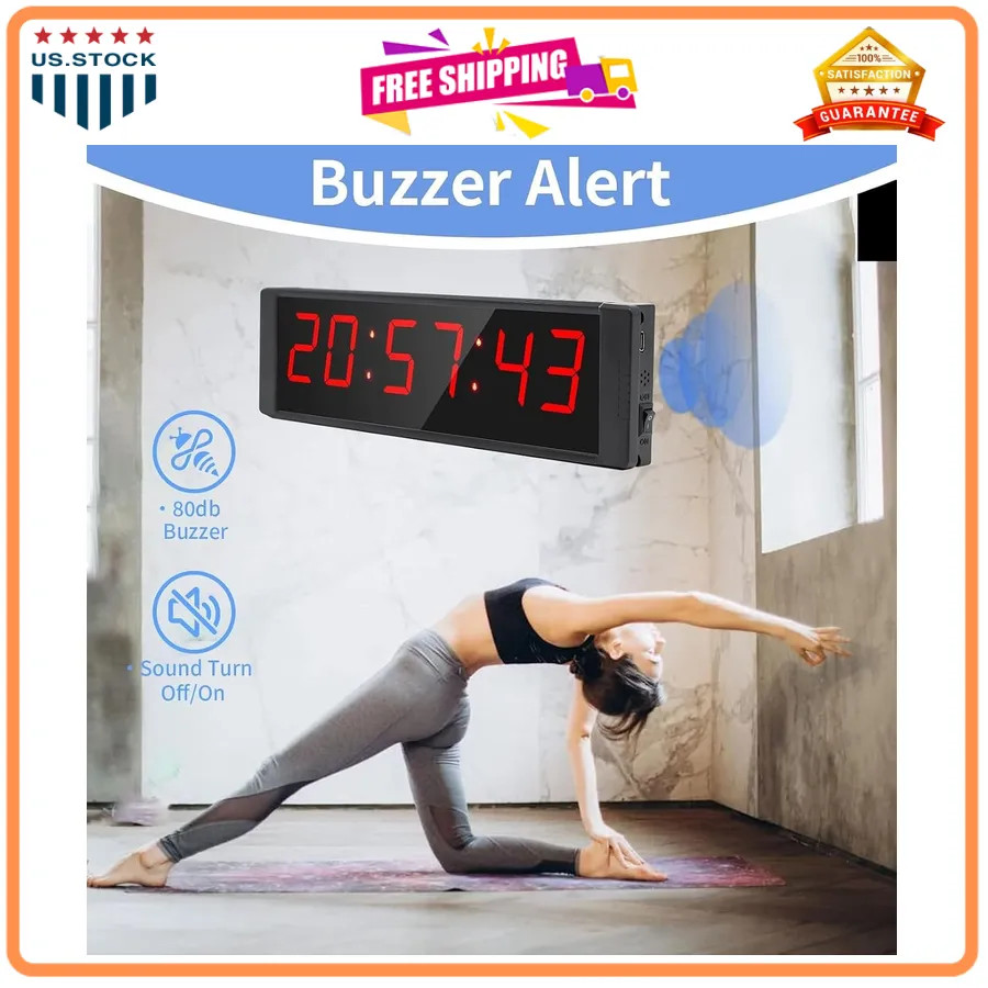Large LED Digital Gym Timer with Remote Countdown and Interval Workout Clock