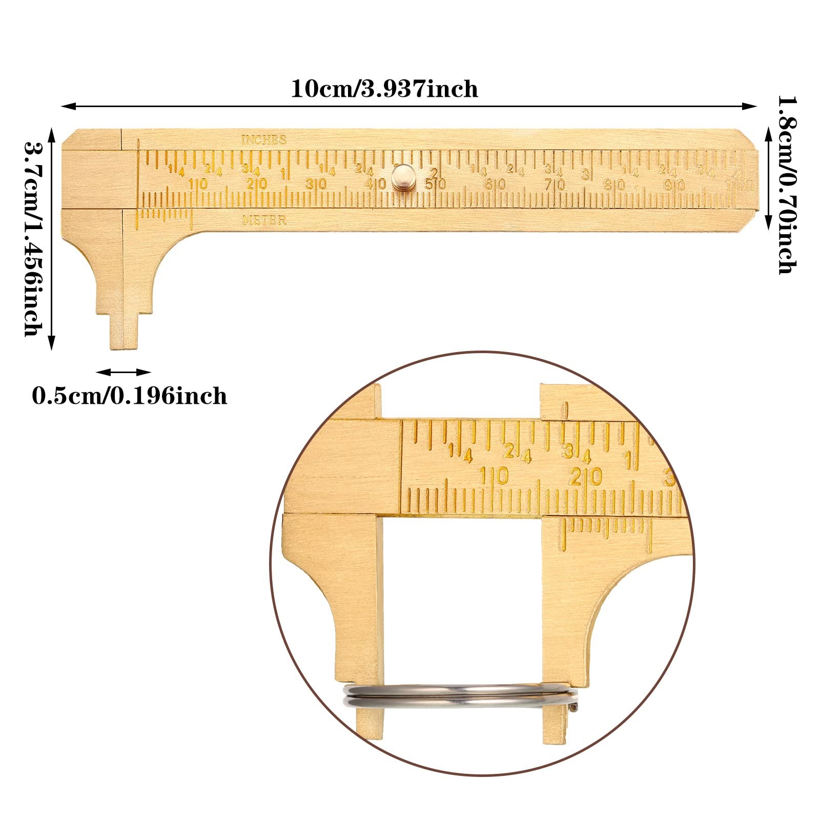 2 Pcs Brass Vernier Caliper Pocket Caliper Handy Caliper Measuring Mini Tool Dou