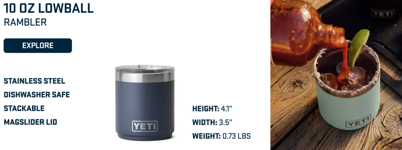 YETI Rambler 10oz Stackable Lowball 2.0 Vacuum Insulated&MagSlider Lid AgaveTeal