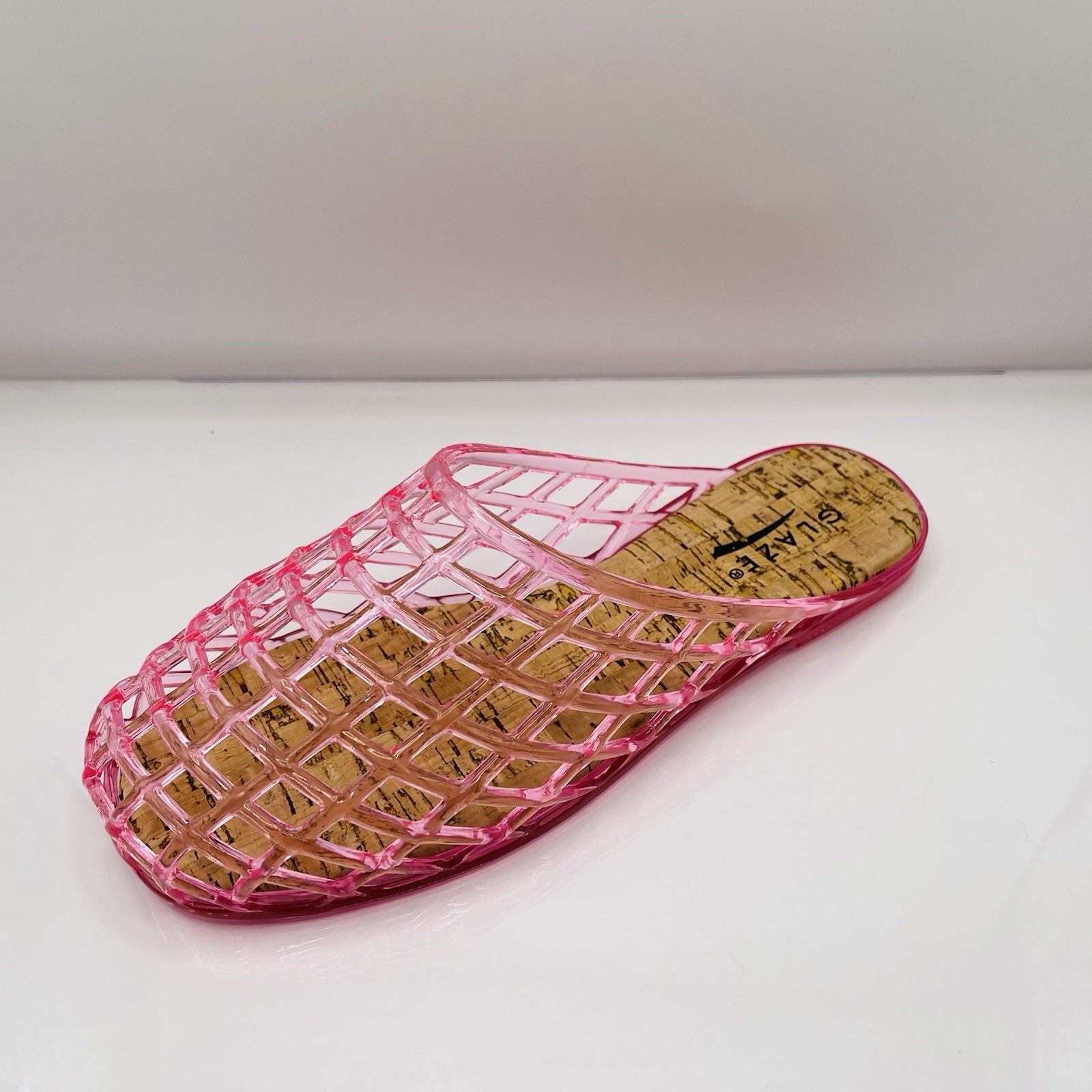 Women’s Glitter Jelly Comfort Cushion Slide Flat Sandal with Cork in-sole
