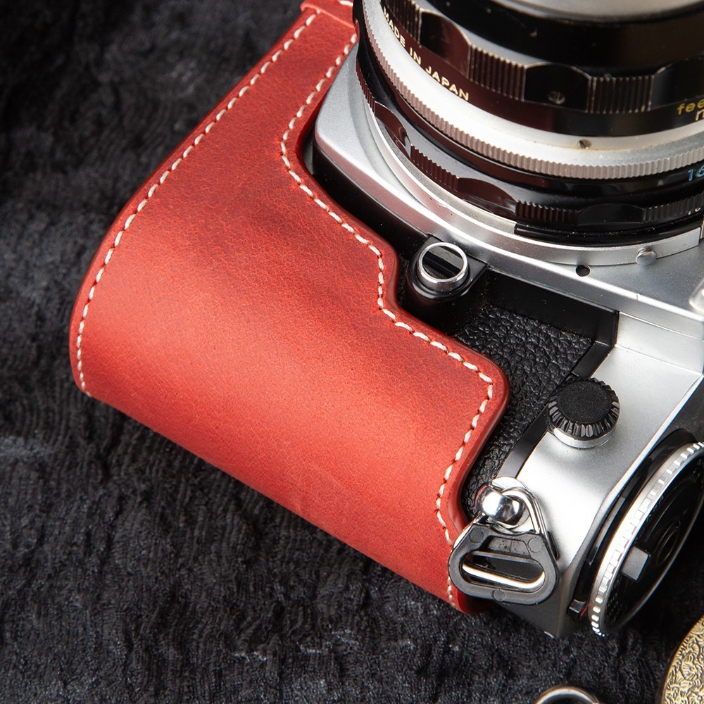 Handmade Genuine Real Leather Half Camera Case Bag Cover For Nikon FM FE