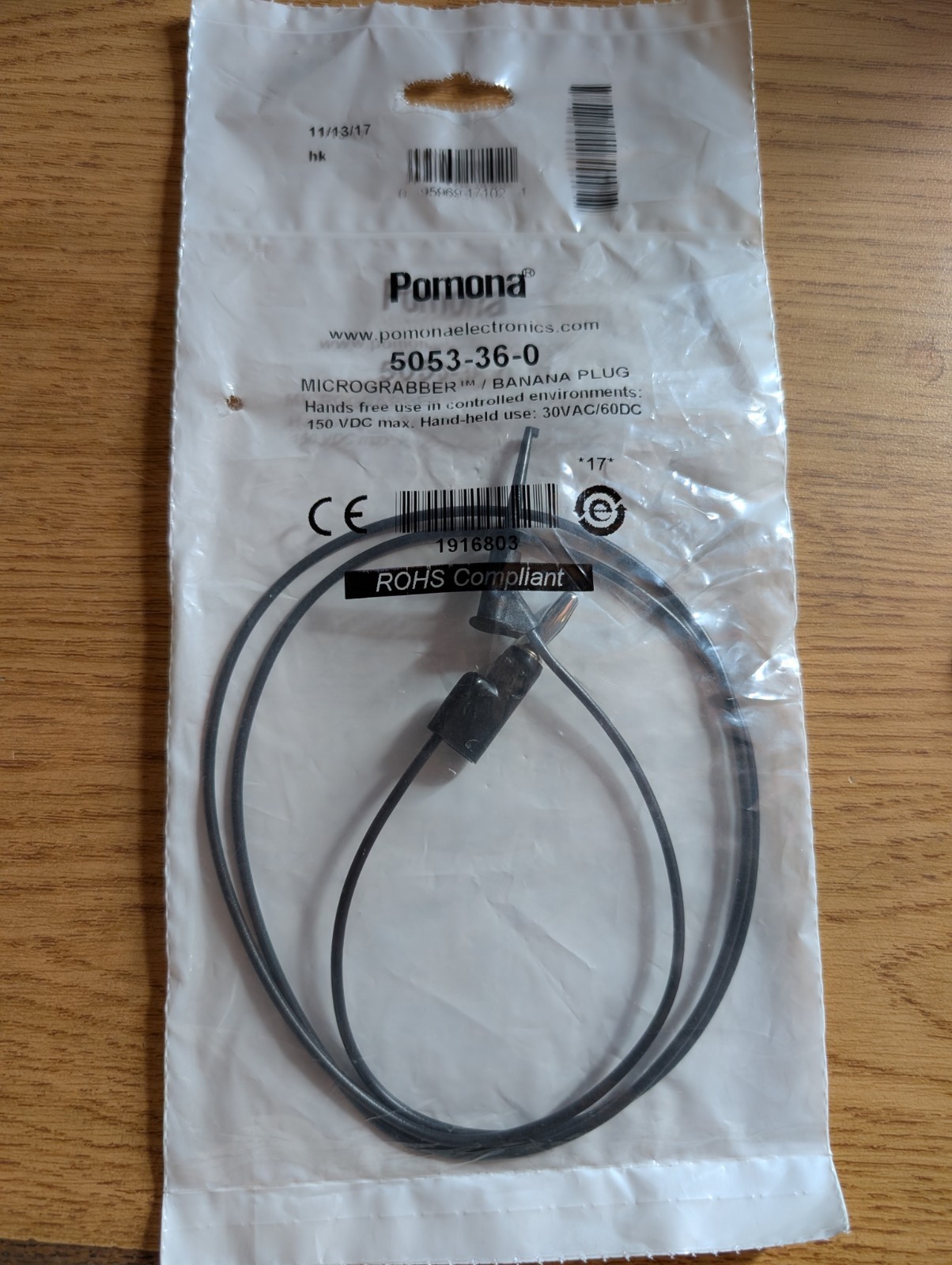 36" POMONA MICROGRABBER-to-BANANA Cables 5053-36-0  New