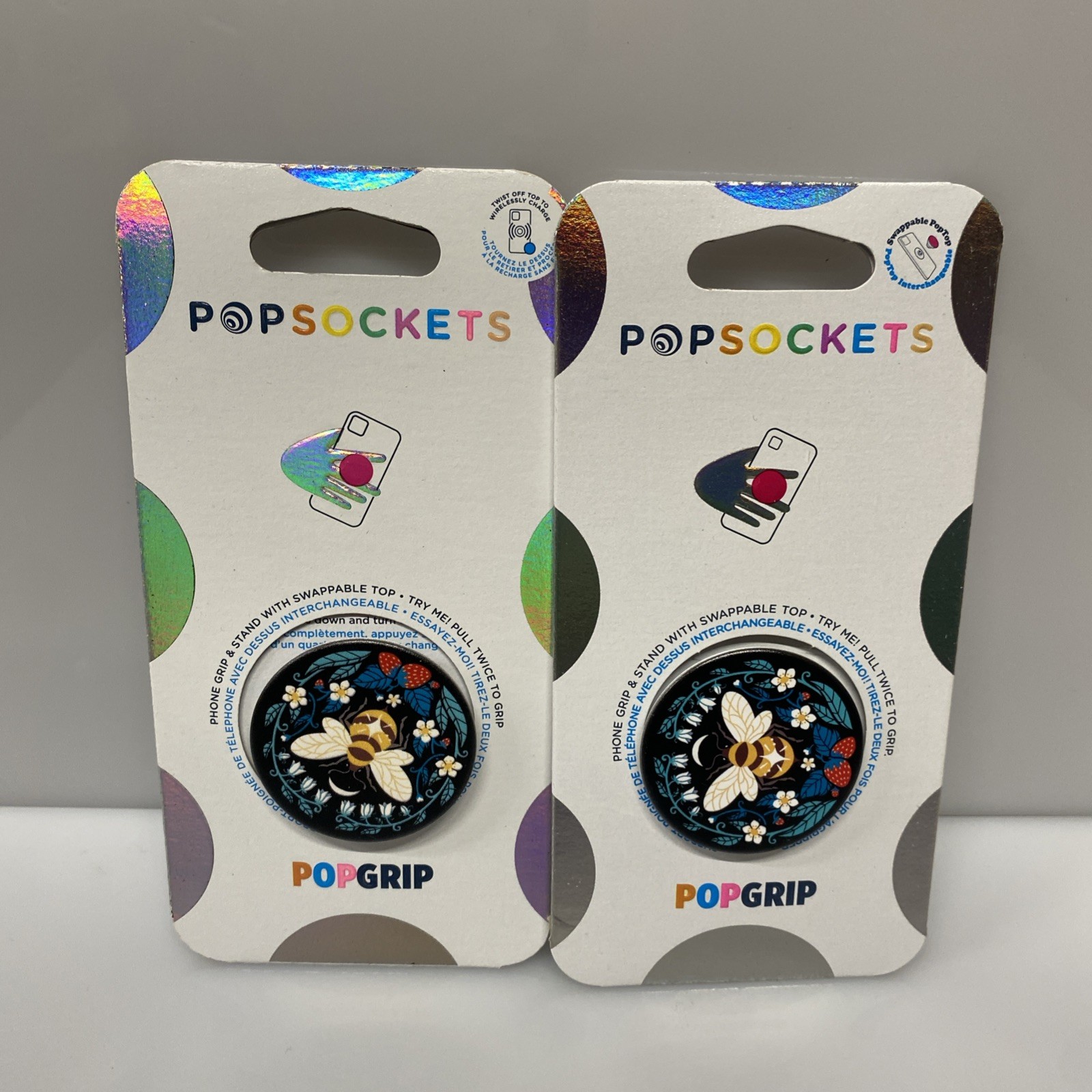 2X Popsockets Bee Boho PopGrip Top Phone Grip Stand Strawberries