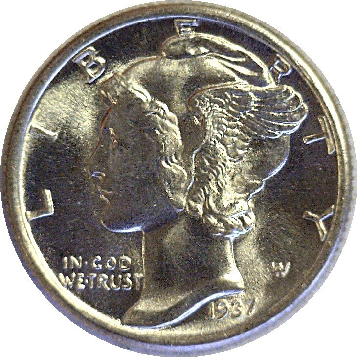 1937 10C Mercury Dime Silver Uncirculated