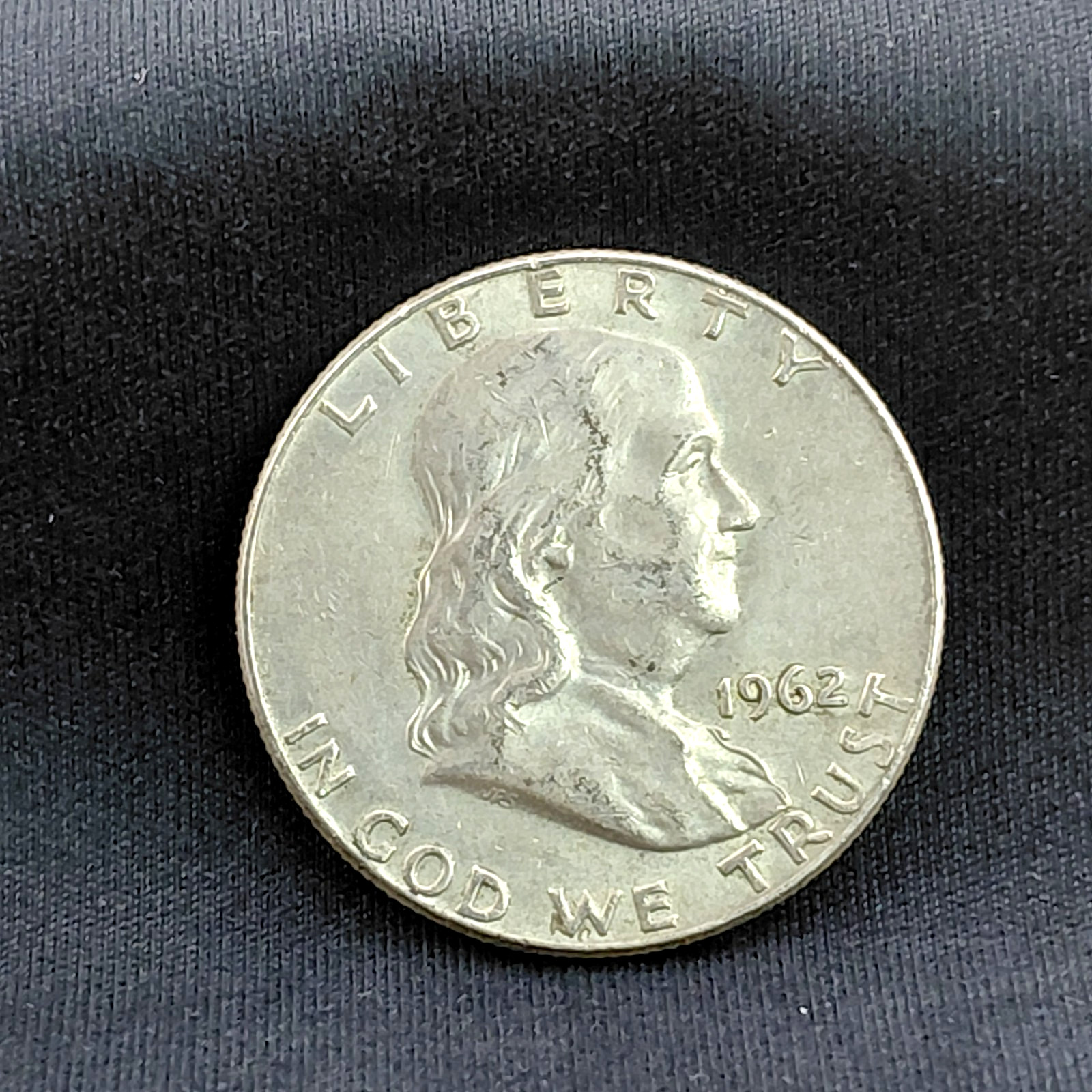 1962-D Franklin Silver Half Dollar 90% US Mint Coin Vintage Collector