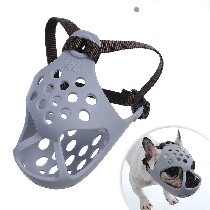 Dog Muzzle Short Snout Dogs Soft Silicone Biting Chewing Licking for Fren