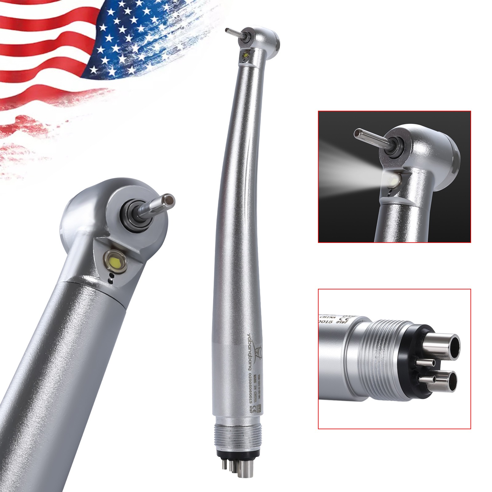 LED Dental High Fast Speed Handpiece Pediatric Push Button Mini Small Head 4HOLE