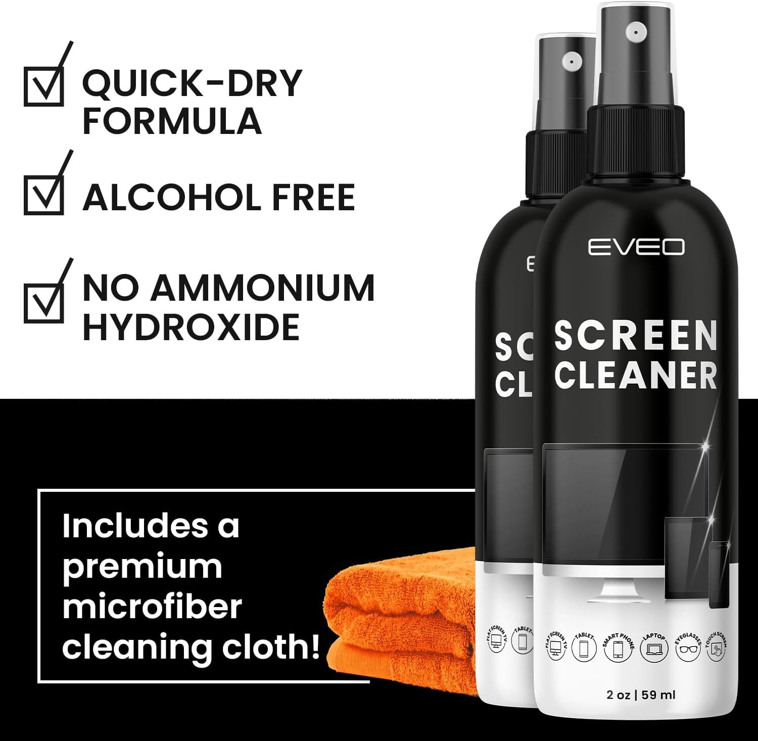 Screen Cleaner Spray - TV Screen Cleaner Spray and Microfiber Cloth kit, Compute