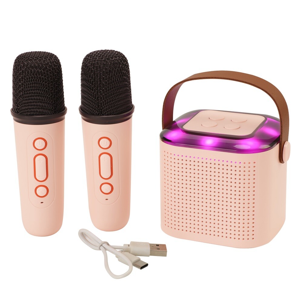 Portable Karaoke Machine Kids Bluetooth Speaker 2 Microphones