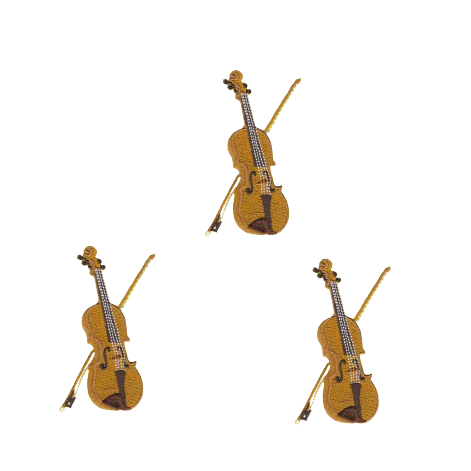 Violin Patches (3-Pack) Musical Instrument Embroidered Iron On Patch Appliques