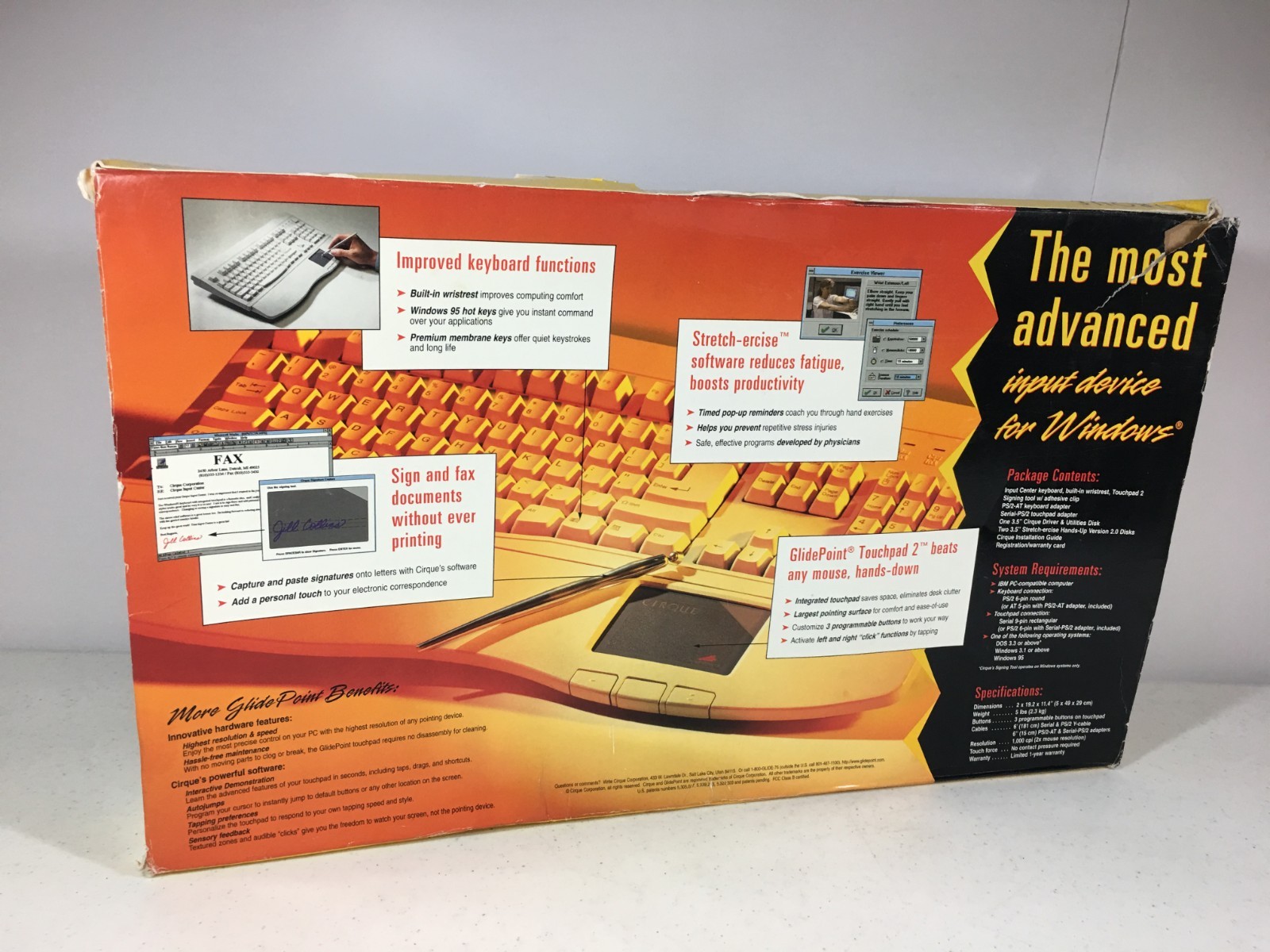 Cirque Input Center Model 360 Computer Keyboard Vintage New in Open Box