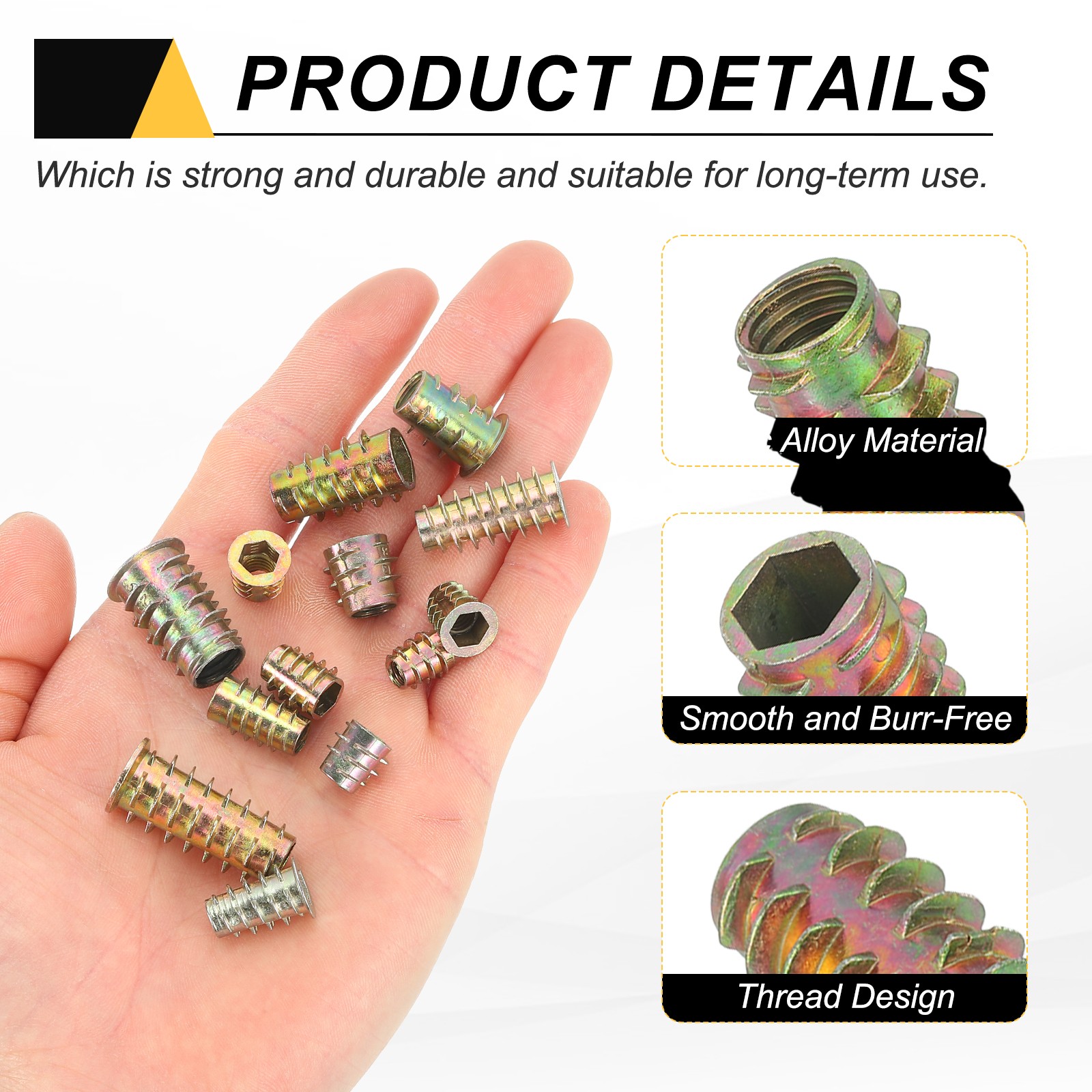 18Pcs Threaded Inserts for Wood, Zinc Alloy M8 Hex-Flush Thread Inserts 20mm