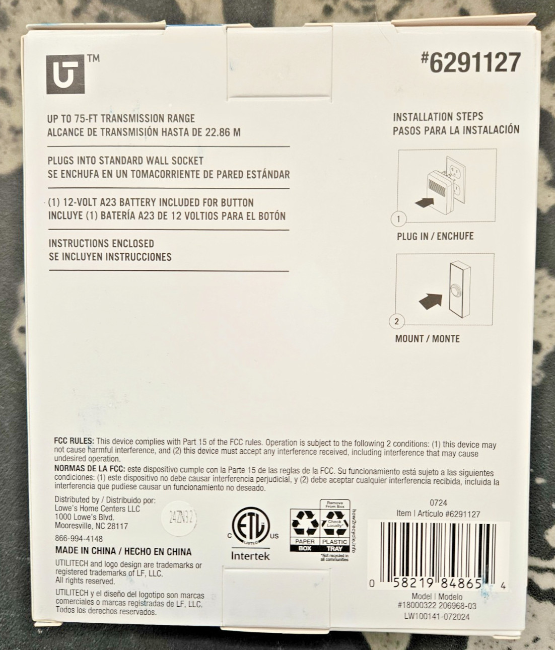 Utilitech Wireless White Doorbell Kit