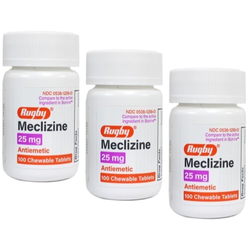 3 Pack Rugby Travel Sickness 25mg Chewables Tablets 100 Count