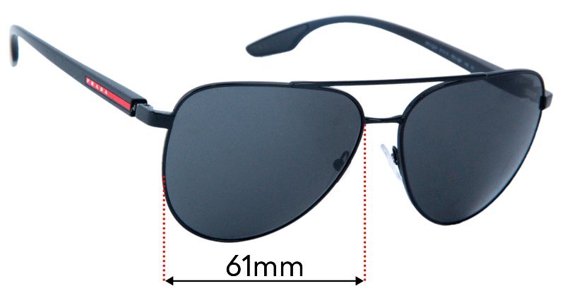 SFx Replacement Sunglass Lenses fits Prada SPS52W  - 61mm Wide