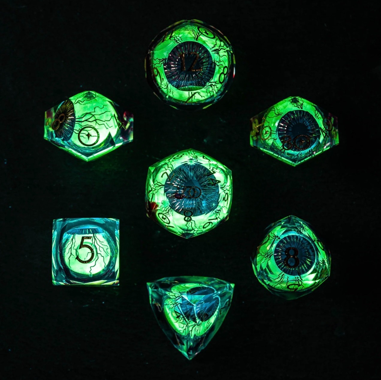 URWizards Liquid Core UV Glow in the Dark Eye Dice Set DnD D&D  SPECIAL EDITION!