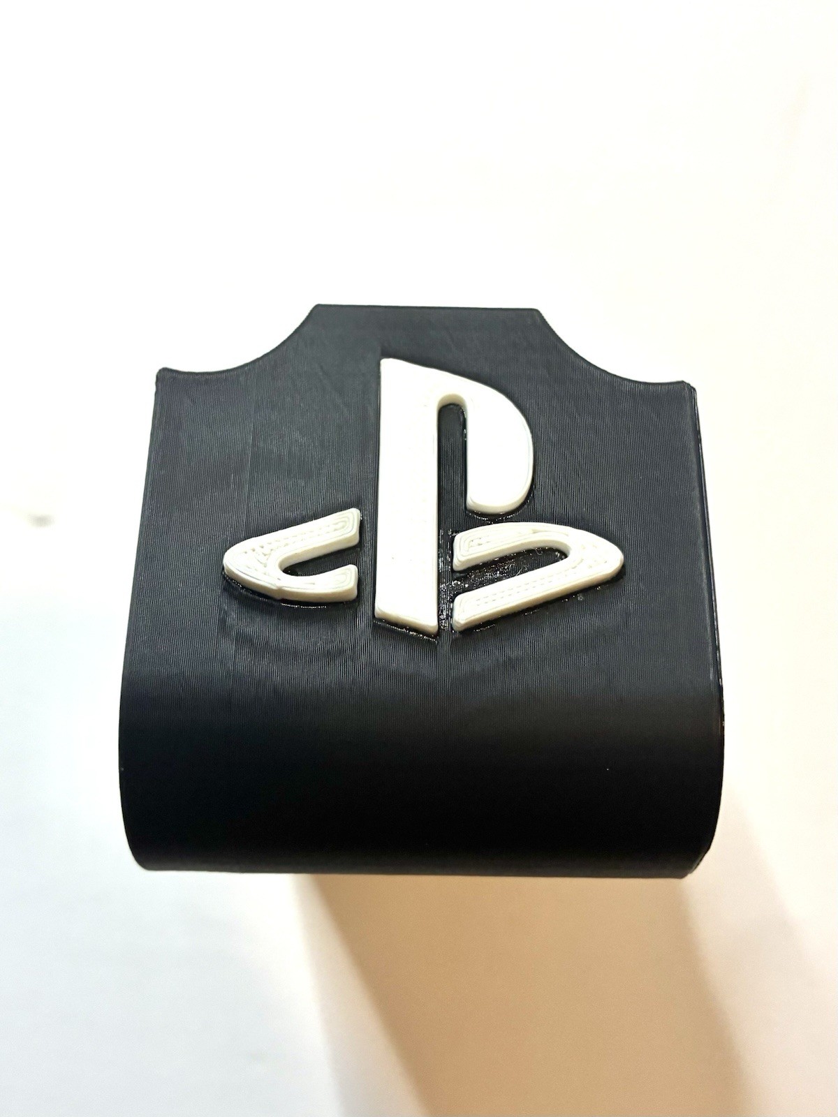 PS4 Dual Controller Stand Holder Black 3D Printed Display w/ White Logo