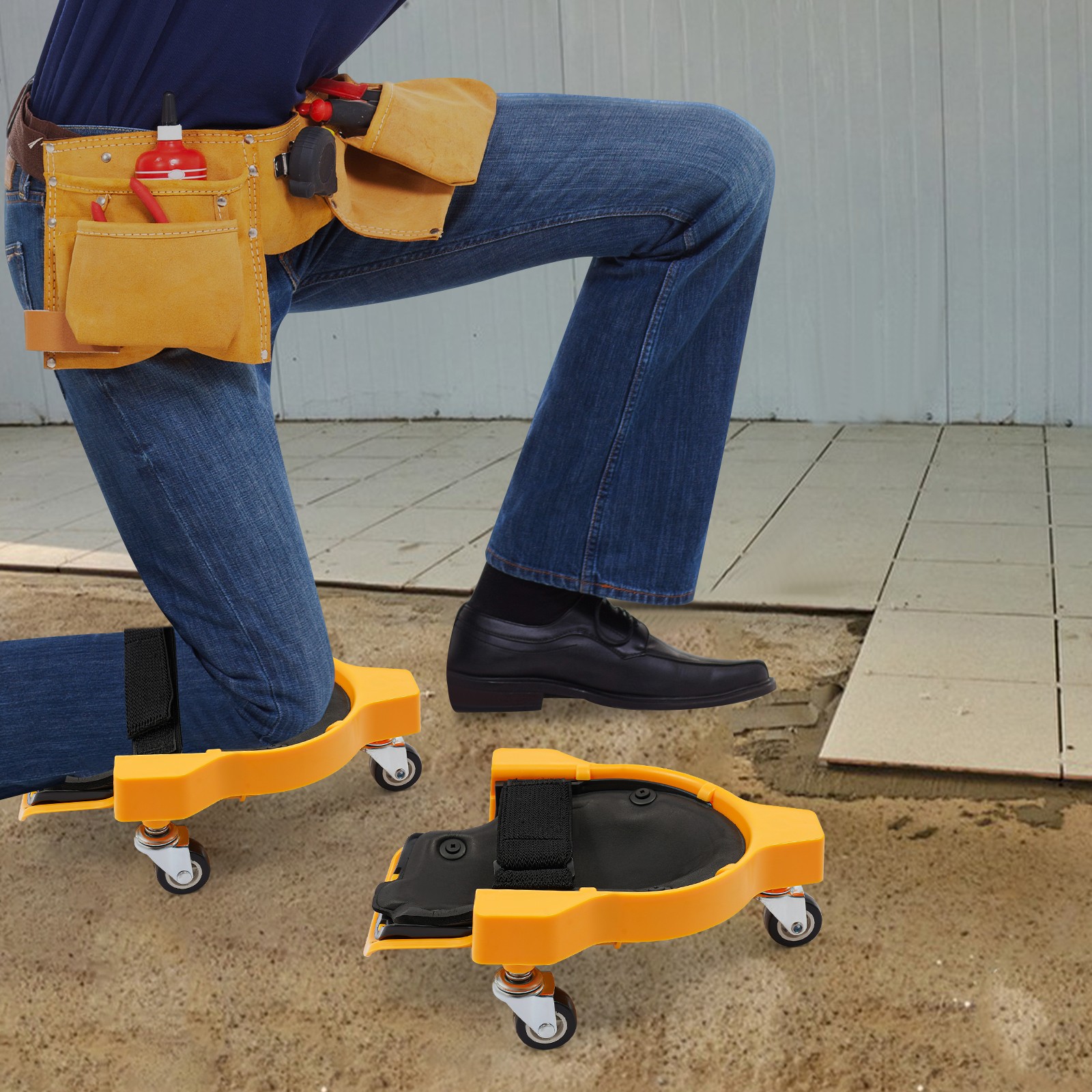 Rolling Knee Pads With 3wheels Flexible Sliding Knee Pads With Adjustable Straps