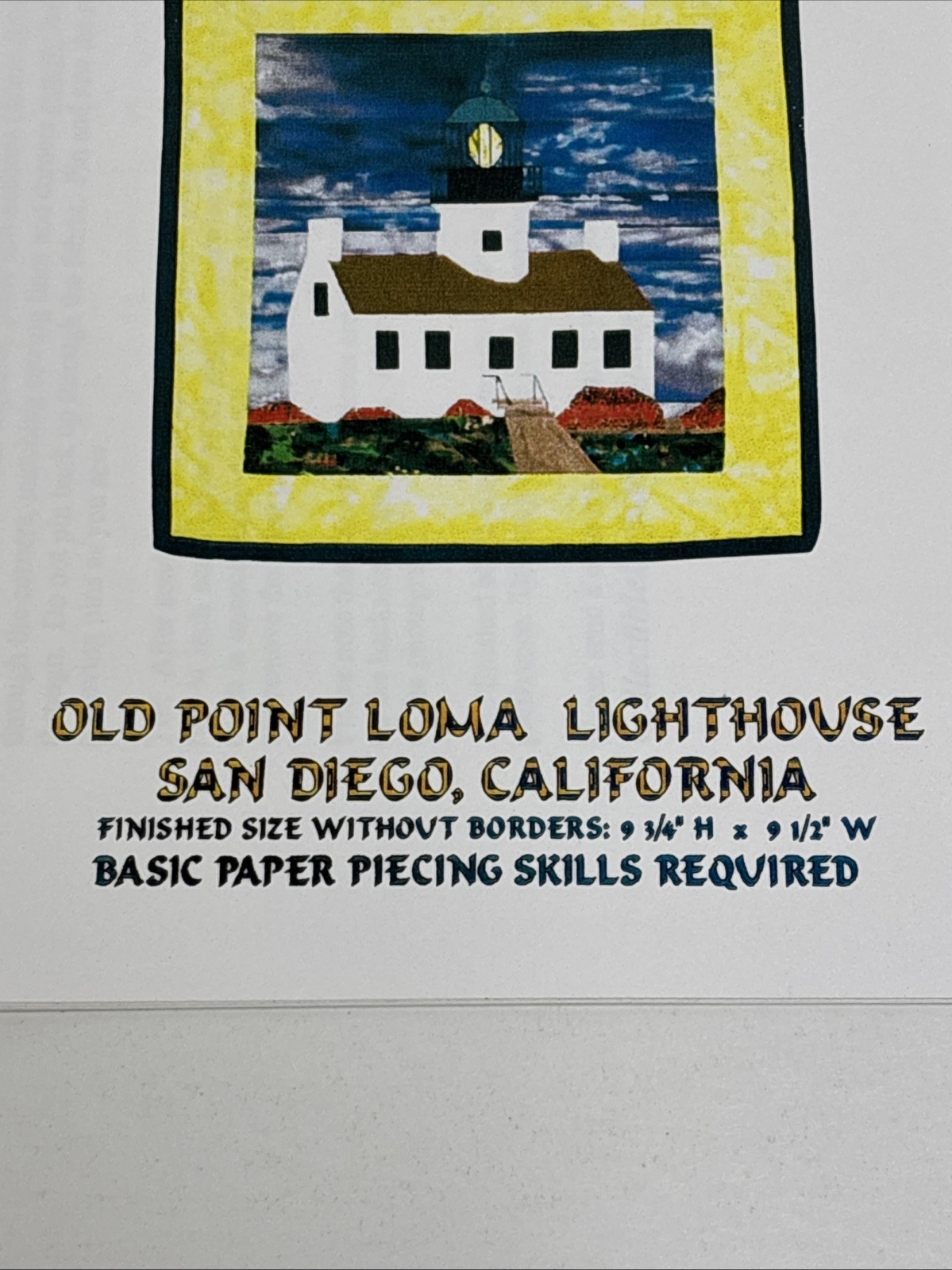 Old Point Loma Lighthouse San Diego California Pieced Quilt Pattern
