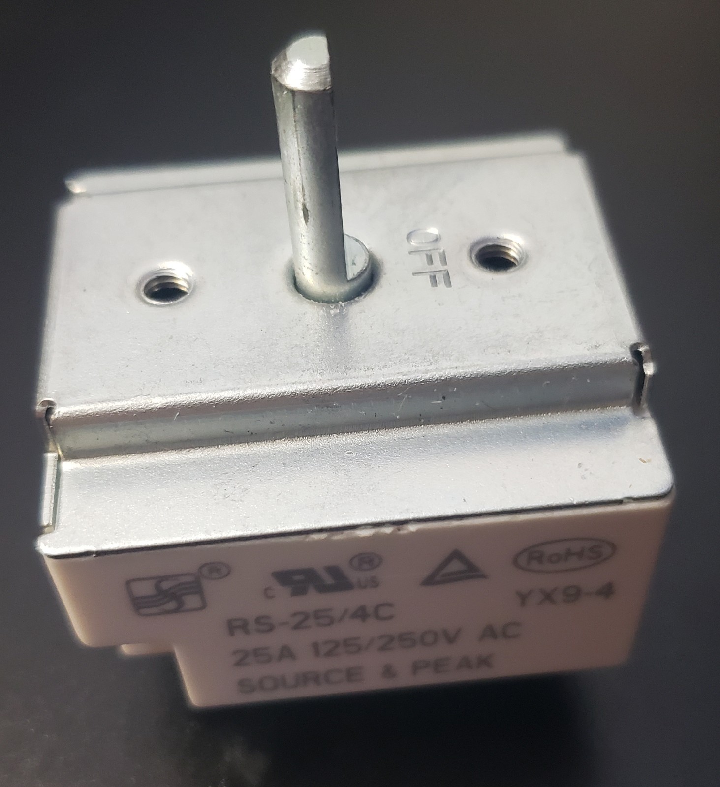 SOURCE & PEAK RS-25/4C YX9-4 25A 125/250V AC Rotary Selector Control Switch
