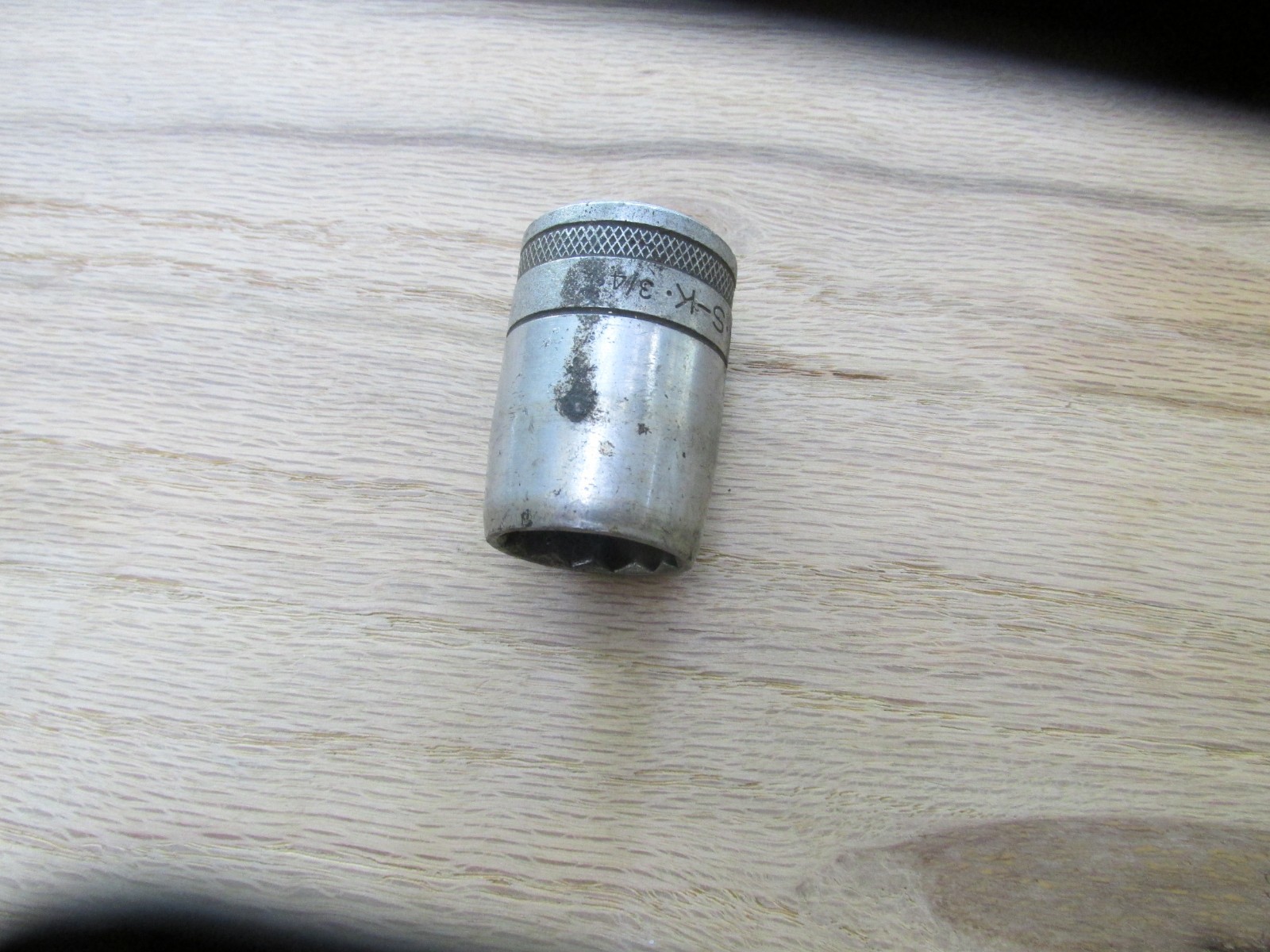 Vintage S-K 40124 3/4" Knurled Socket, 1/2" Drive, 12 Point