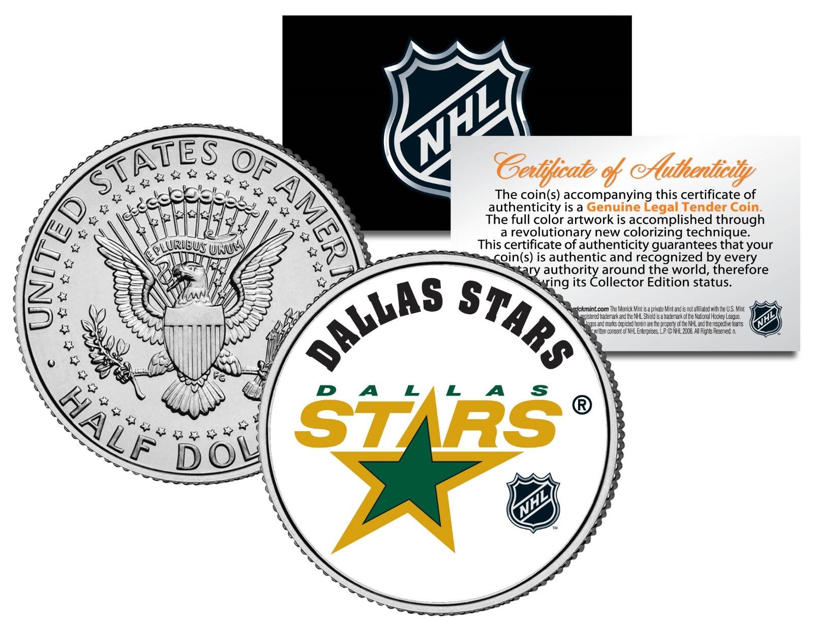 DALLAS STARS NHL Hockey JFK Half Dollar U.S. Coin - OFFICIALLY LICENSED