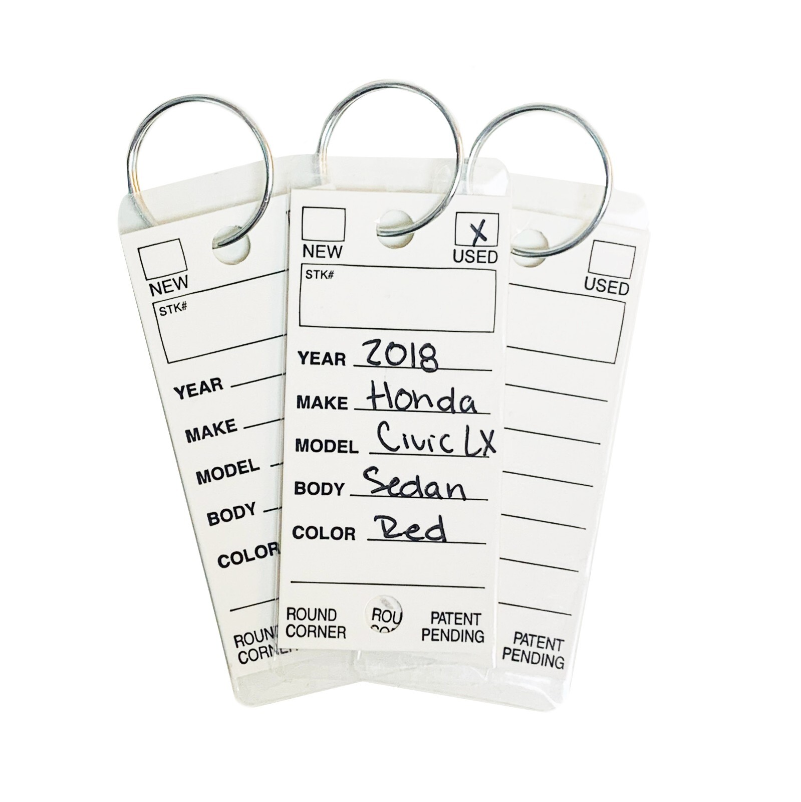Car Dealer Key Tags 250 Pack White Self-Laminating Round Corner Auto Repair