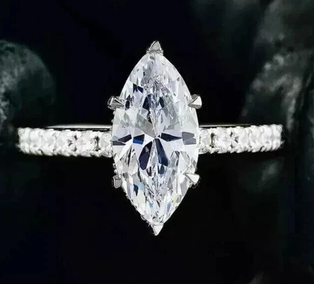 Marquise Cut 3.10 Ct Moissanite Prong Setting Wedding Engagement Ring