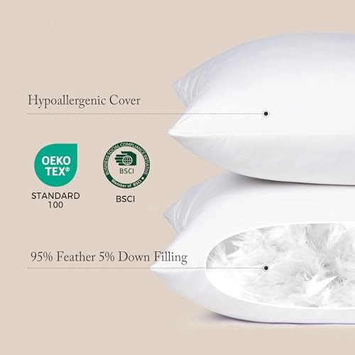 Euro Pillow Inserts4 x4 (Pack of White), Feather Down Pillow 24x24 Inch 2