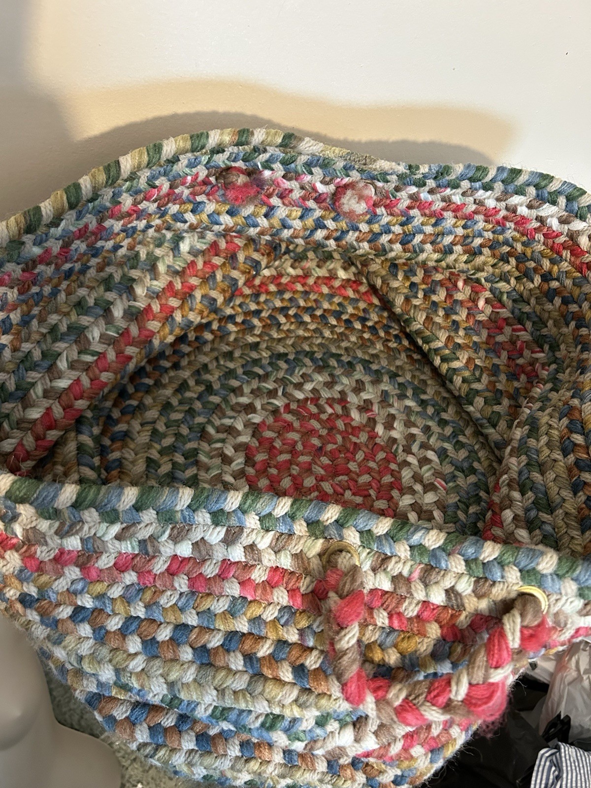 Braided Multicolor Wool Bag Basket