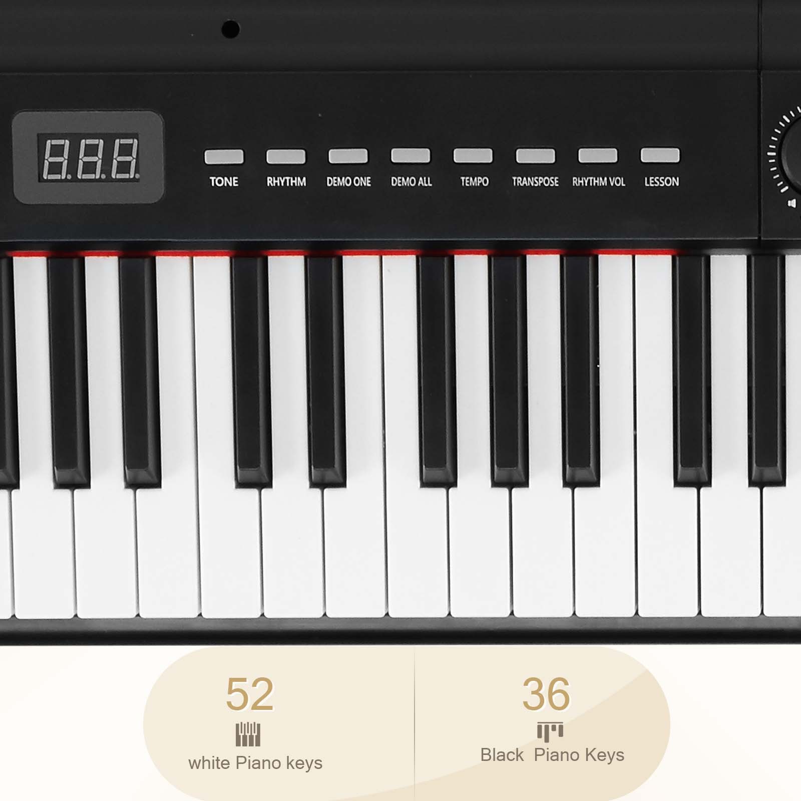 Glarry Foldable 88-Key Full Size Semi-Weighted Digital Piano+ X-Shape Stand