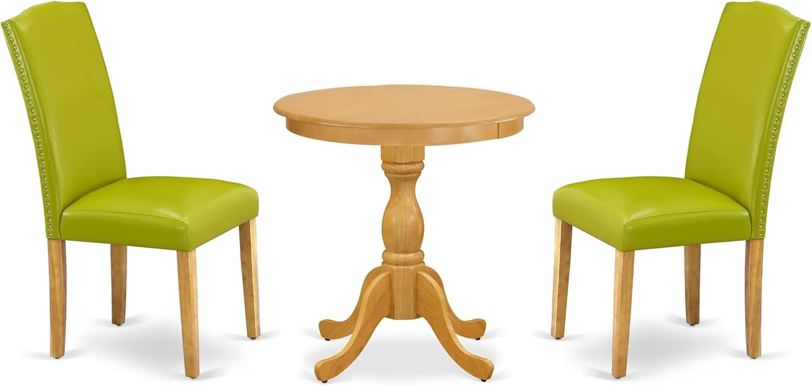 ESEN3-OAK-51 3 Piece Modern Dining Table Set Contains a round Wooden Table with