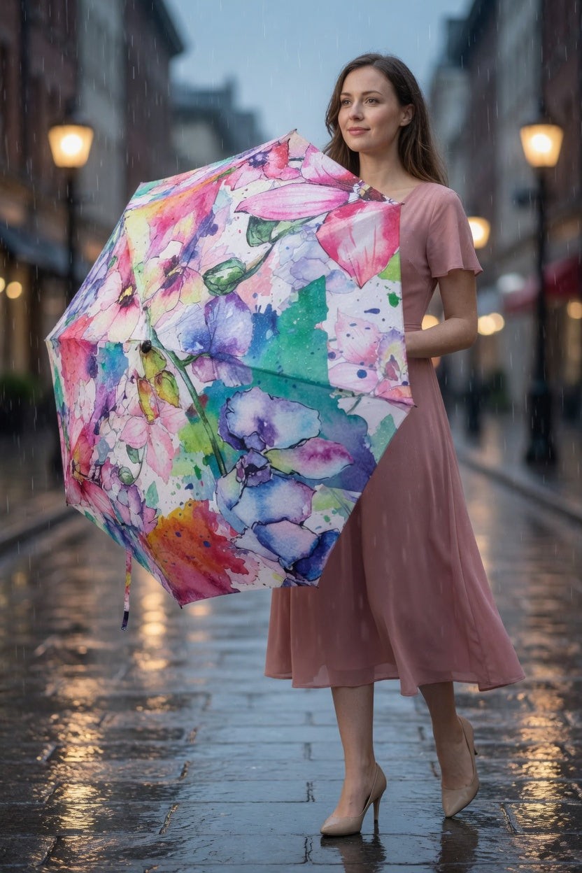 Watercolor Floral Art Umbrella