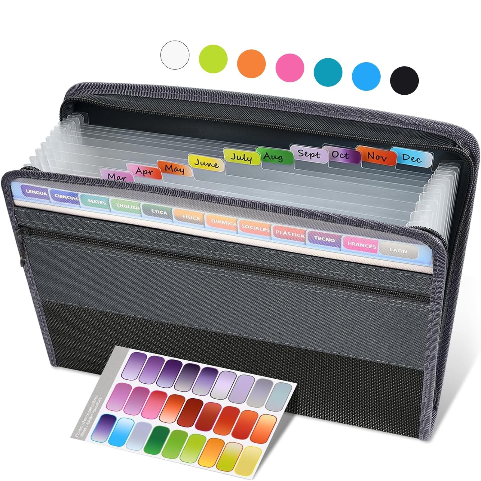 Sooez Accordion File Organizer with Safe Zipper, 12 Pocket Expanding File Fol...