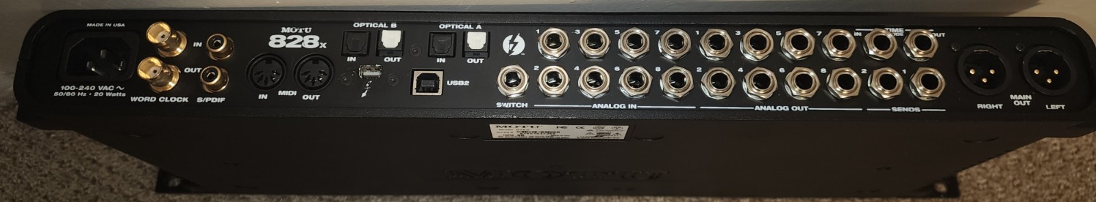 MOTU 828x Thunderbolt/USB2 Audio Interface 828-X Studio Recording U268295