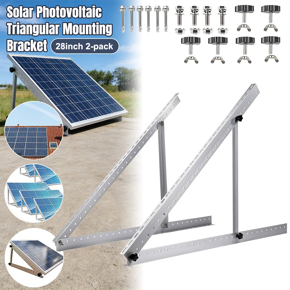 2pcs Adjustable Solar Panel Tilt Mount Brackets Fixing Wall Roof RV Flat Surface