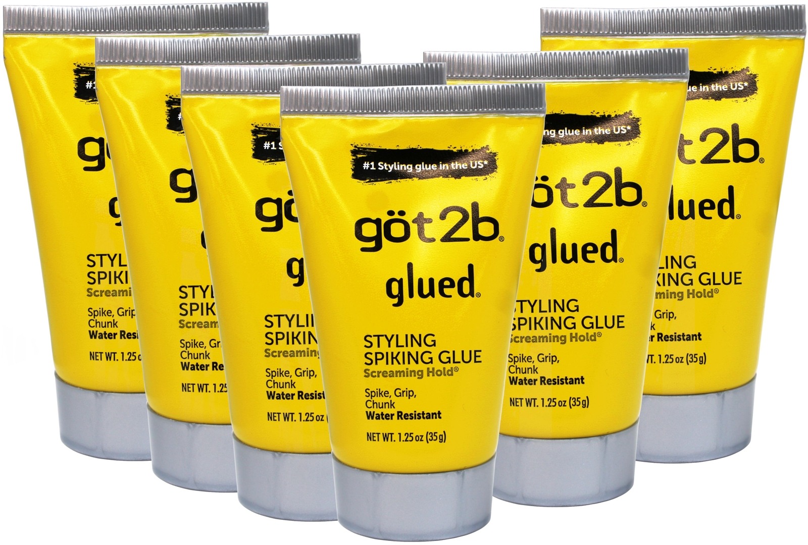 Got2b Glued Styling Glue Hold Spike Grip Chunk Water resistant 1.25 oz 6 Pack