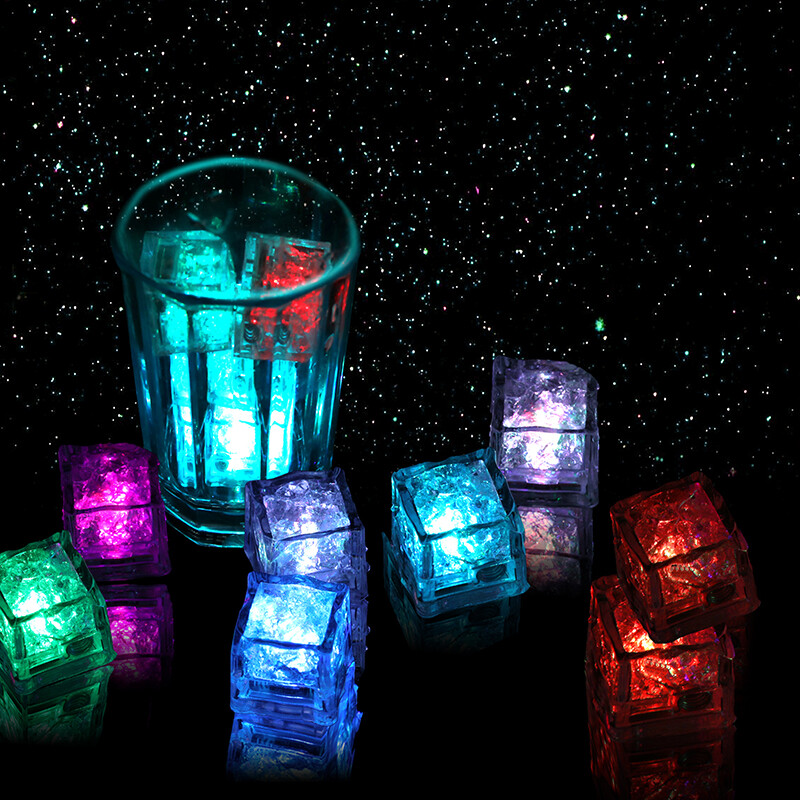 24Pcs LED Light Ice Cubes Liquid Sensor Luminous For Party Wedding Pond Bath