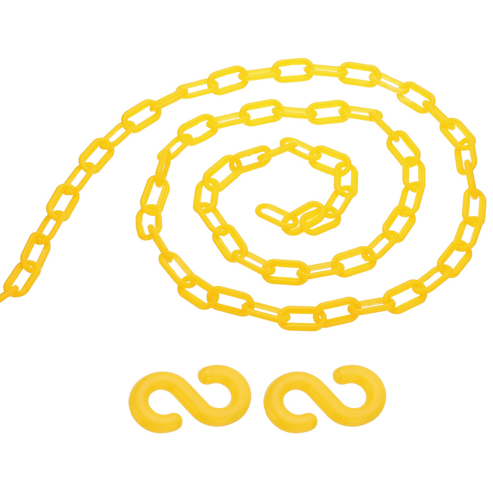 13Ft Plastic Safety Barrier Chain 2 S-Hooks, Yellow