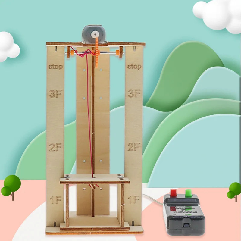 DIY Electric Remote Control Lift Elevator Wooden Model Kit Science School