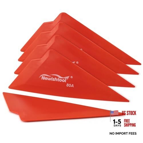 5-Pack Window Tint Tools Triangle Squeegee, 80A Hardness Multi-Edge Red