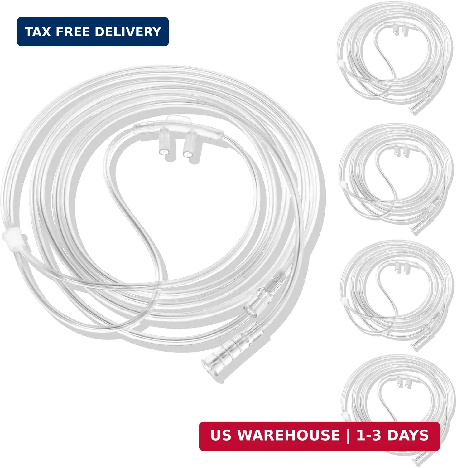 YONCOZY Soft Nasal Oxygen Cannula for Adult (5 Pack) - 7 Feet, Standard Connecto