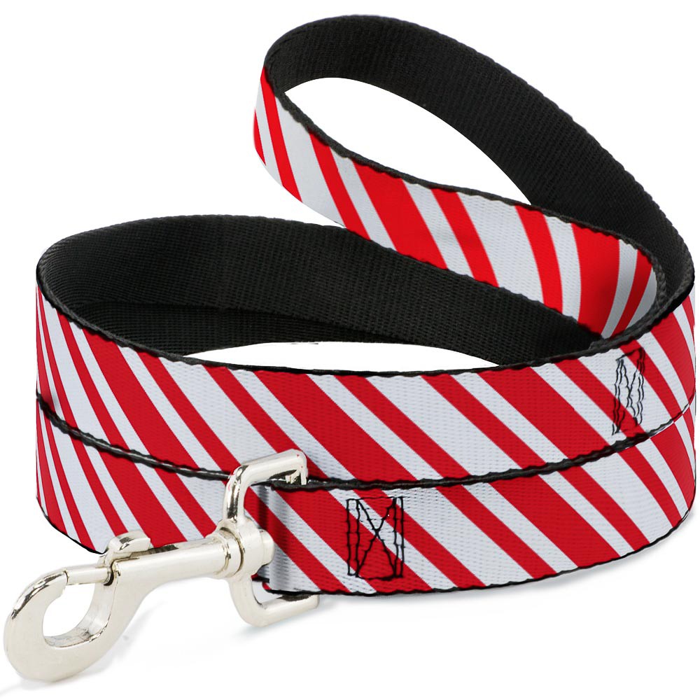 Dog Leash Candy Cane3 Stripe White/3-Red NARROW 0.5"