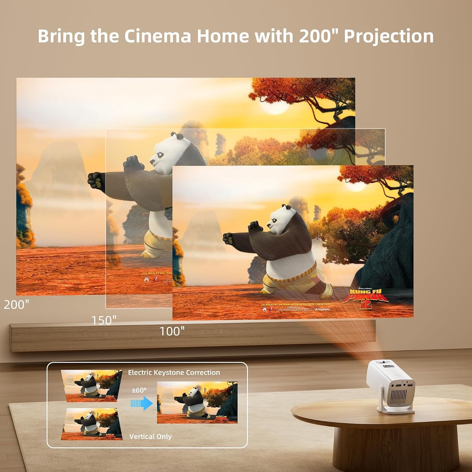 Lightweight Mini Projector with Built-in Speaker & Electric Keystone Correction