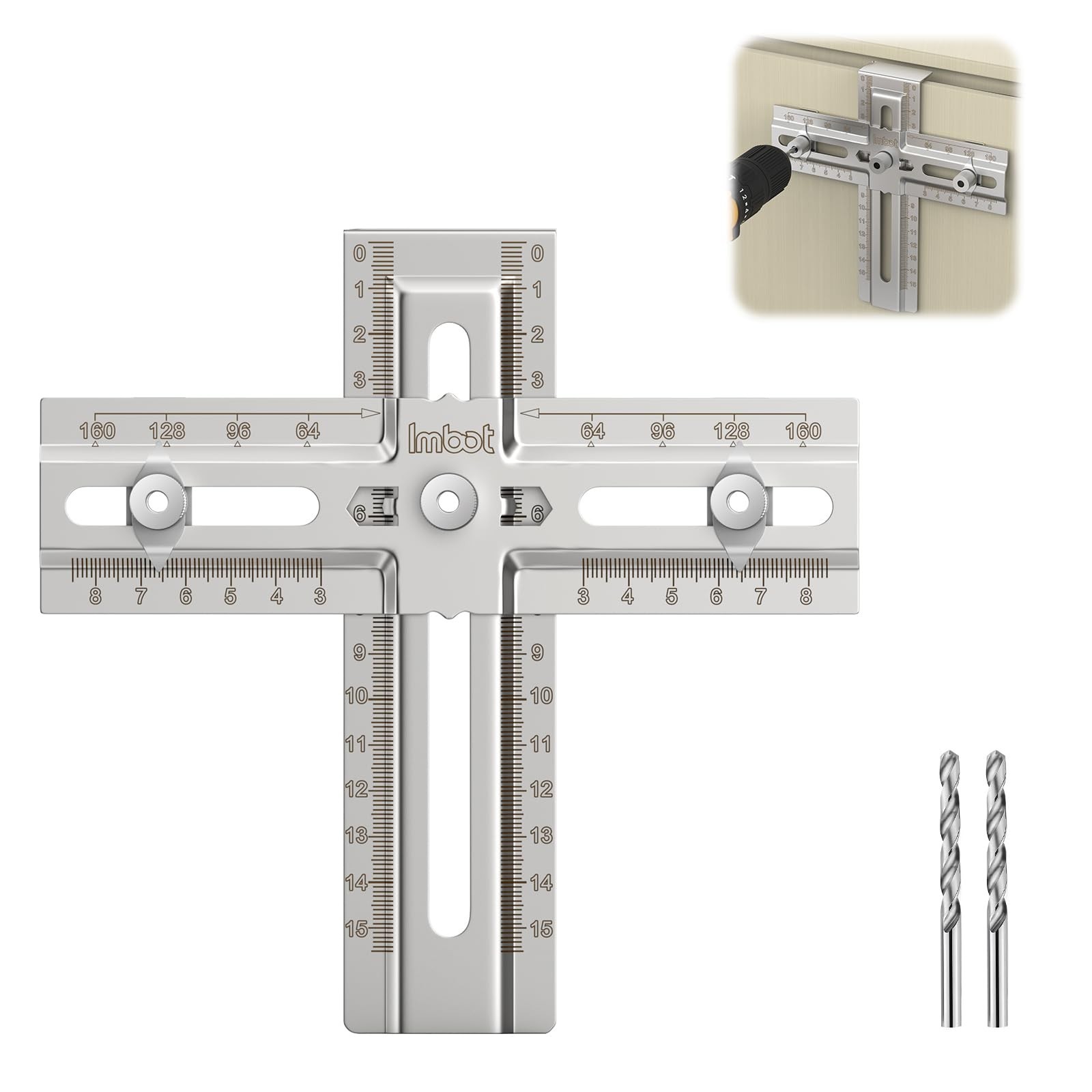 Imbot Cabinet Hardware Doweling Jig ，Stainless Steel Cabinet Handle Jig&#