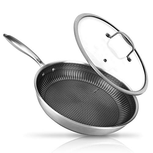 NutriChef NC3PL12 12" Stainless Steel Frying Pan - Triply Kitchenware Stir Fry