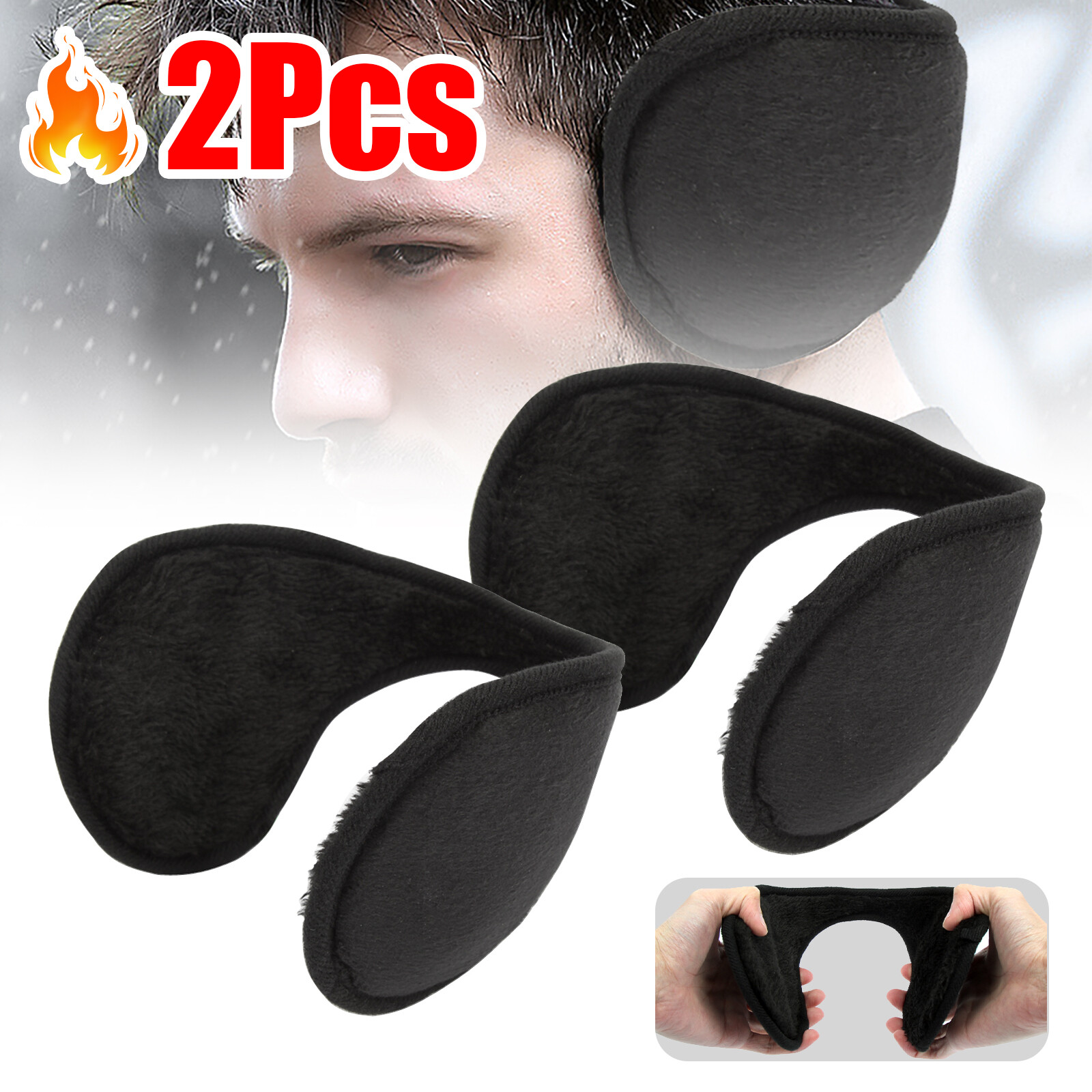 2xEar Muffs Winter Ear Warmers Fleece Earwarmer Mens Womens Behind the Head Band