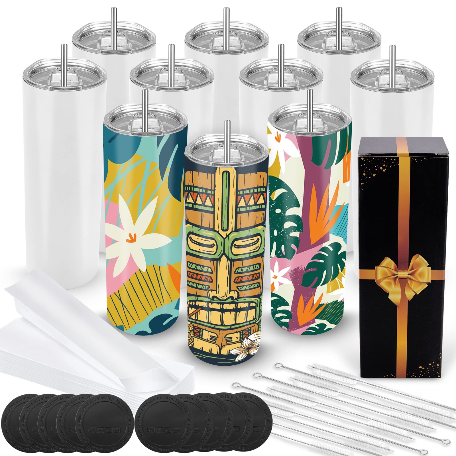 Sublimation Tumblers Blanks 20 oz 10 Pack Skinny Straight Tumblers Bulk Stain...